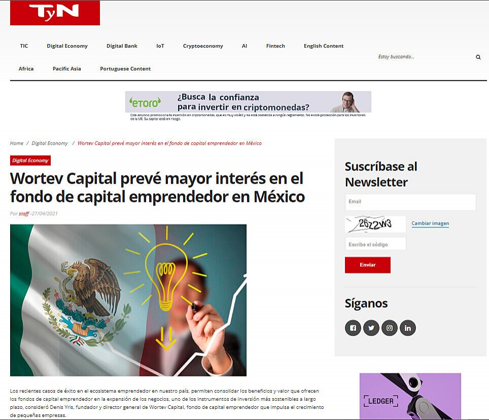 Wortev Capital prev mayor inters en el fondo de capital emprendedor en Mxico